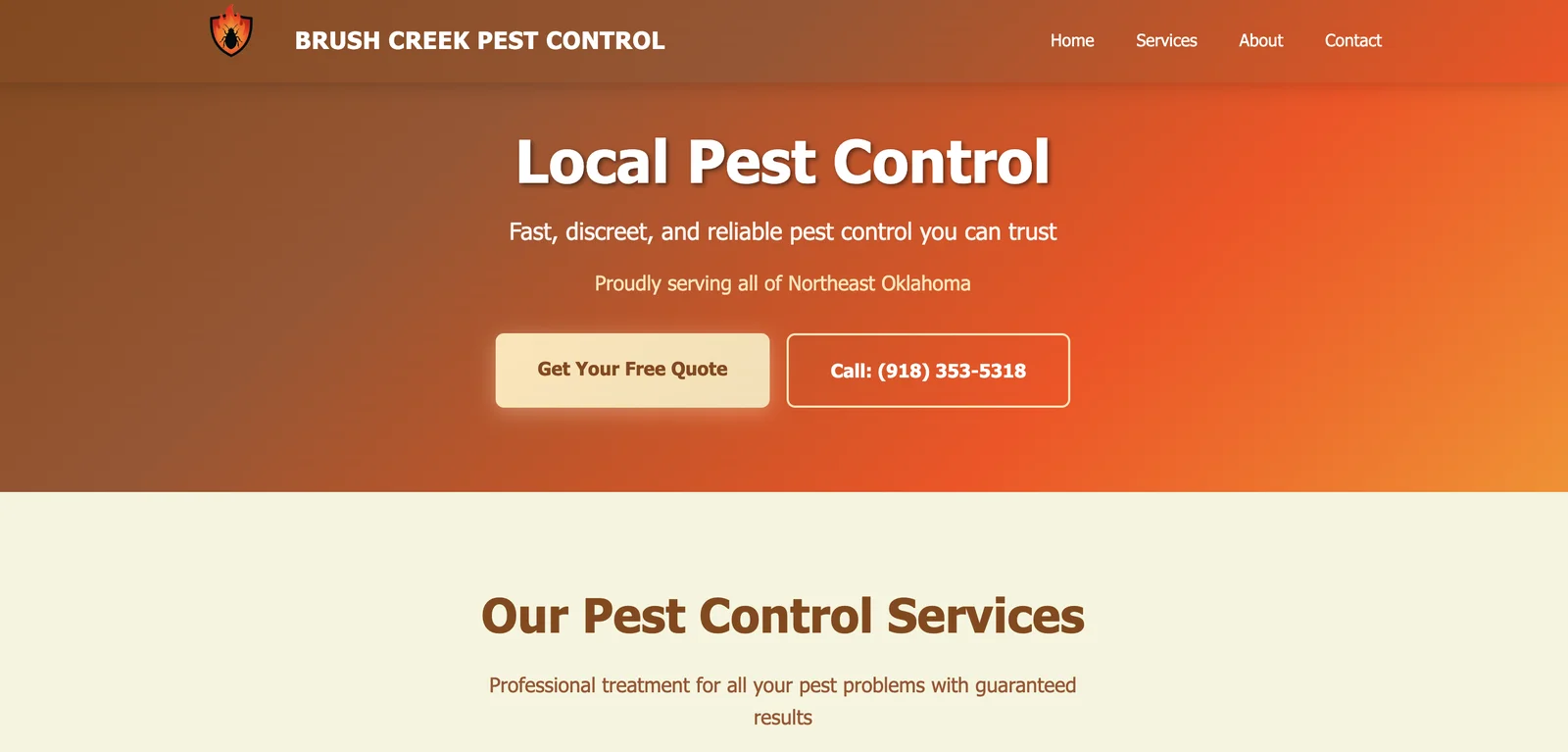 Brush Creek Pest Control Website